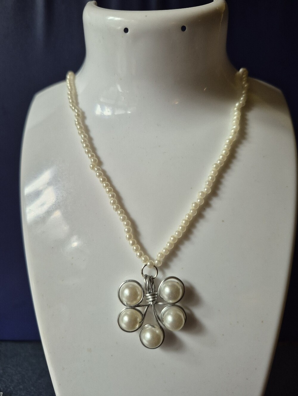 Handcrafted Pearl Necklace 22"